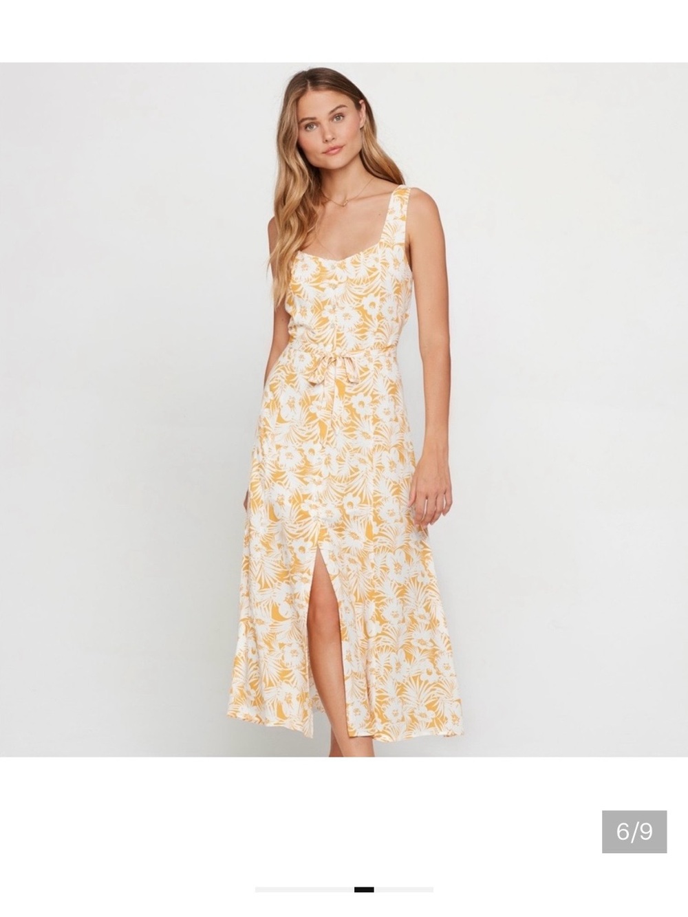 l*space Summer Jams Floral Button-Up Midi Dress - Yellow & White
